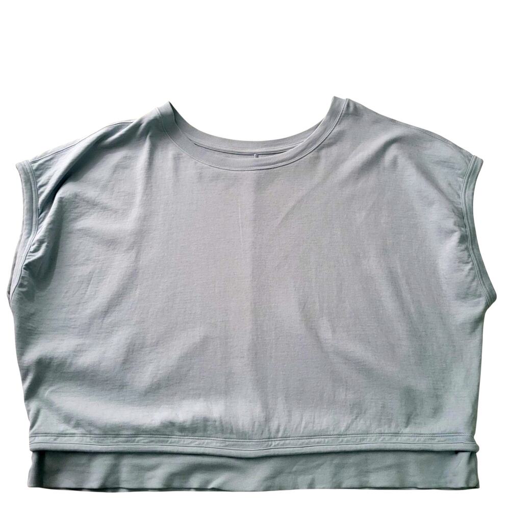 Athleta Sundown Shirred Crop Tee 1X Blue Sleeveless Athletic Top